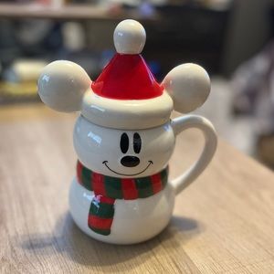 🆕 Disney Mickey Mouse Snowman Ceramic Mug